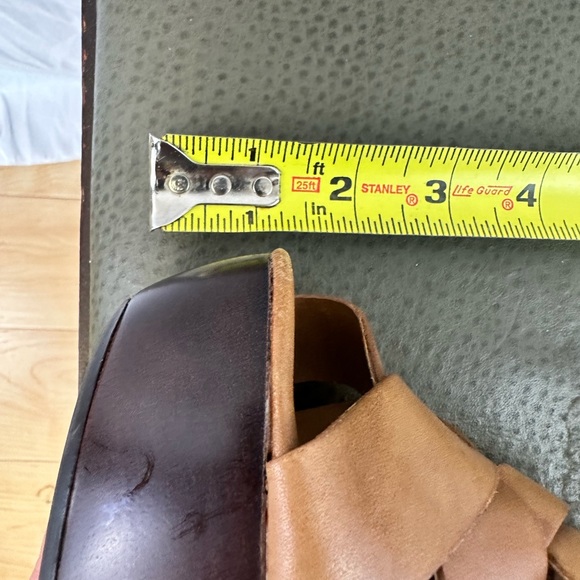 ShoeMint Cognac Leather Open Weave Platform Sandals - Size 6 - Picture 9 of 9